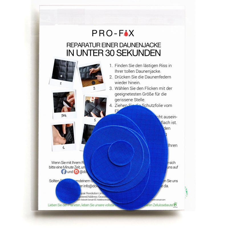 DJR Self-Adhesive Waterproof Repair Patch Kit - 30-Second Fix for Down Jackets, Tents, Sleeping Bags, Backpacks, Outdoor and Camping Gear - Pre-Cut Nylon Ripstop Patches, Multiple Colors - Royal Blue - Image 1